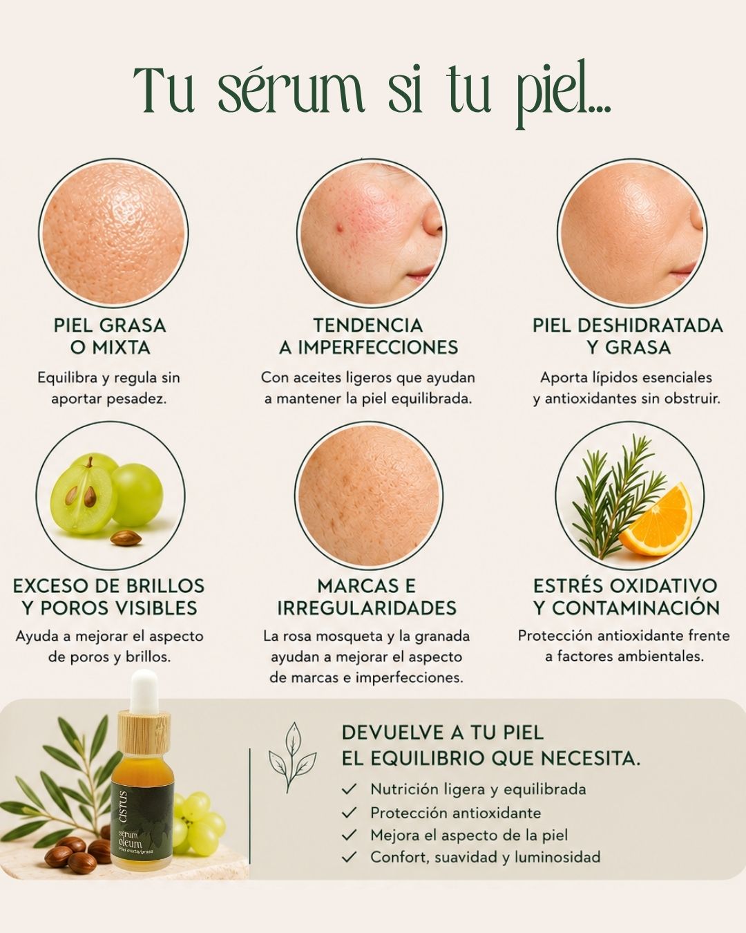 Sérum facial piel grasa y mixta | Jojoba, Pepita de Uva y Q10 | OLEUM 15 ml_3