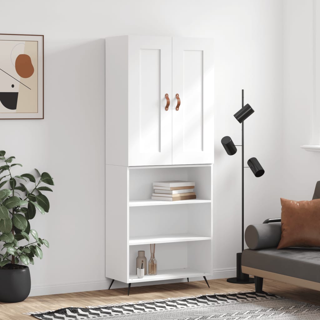Aparador Alto Madera Contrachapada Blanco 69,5x34x180 Cm_0