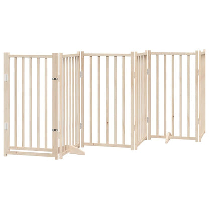 Vidaxl Puerta Para Perros Con Puerta Plegable De 6 Paneles, 300 Cm, Madera Maciza De Abeto_0