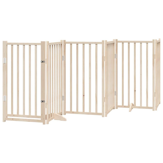 Vidaxl Puerta Para Perros Con Puerta Plegable De 6 Paneles, 300 Cm, Madera Maciza De Abeto_0
