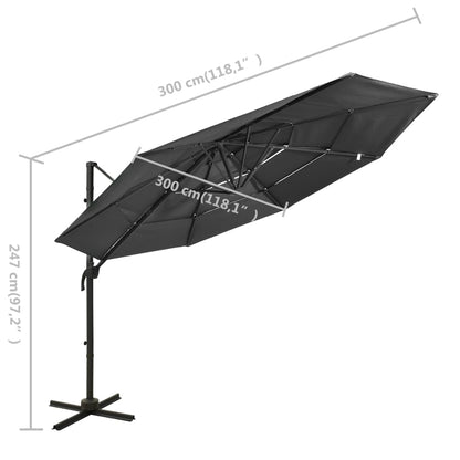 Vidaxl Sombrilla Jardín De 4 Niveles Palo De Aluminio Antracita 3x3 Cm_2