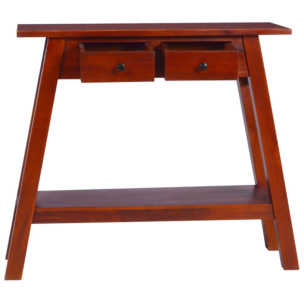 Mesa Consola Clásica De Madera Maciza Caoba Marrón 90x30x75cm_0