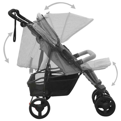 Vidaxl Carrito Para Gemelos De Acero Gris Claro_3