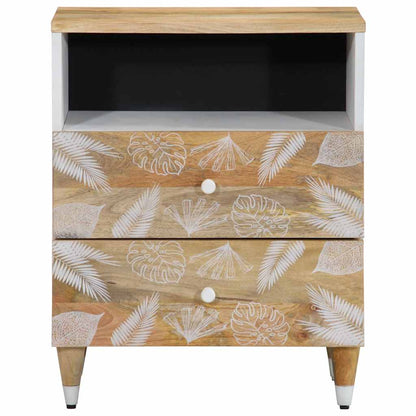 Mesita De Noche Madera Maciza De Mango 50x33x60 Cm_0