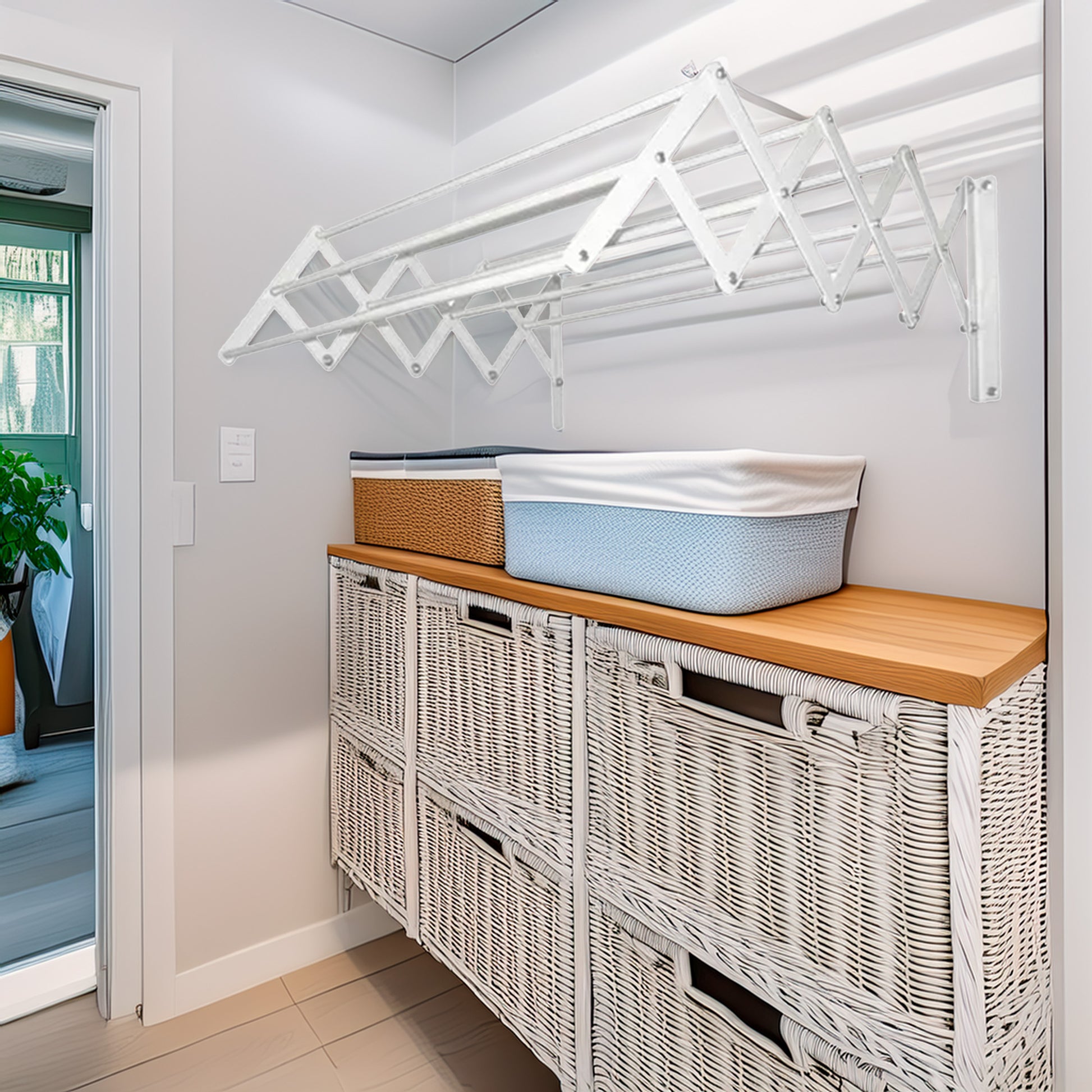 Tendedero Extensible De Pared En Metal 60cm X 3m_2