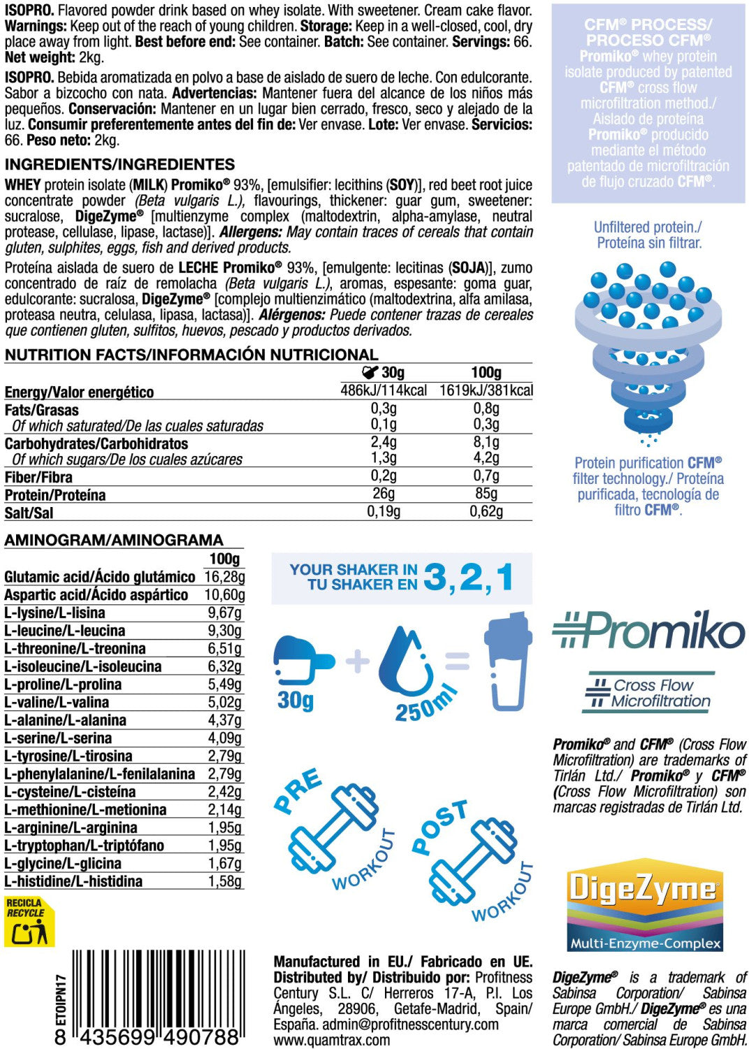 Isopro Cfm - 2kg - Pantera Rosa - Pastelito De Fresa - Proteína De Aislado De Suero Isolate - Quamtrax_5