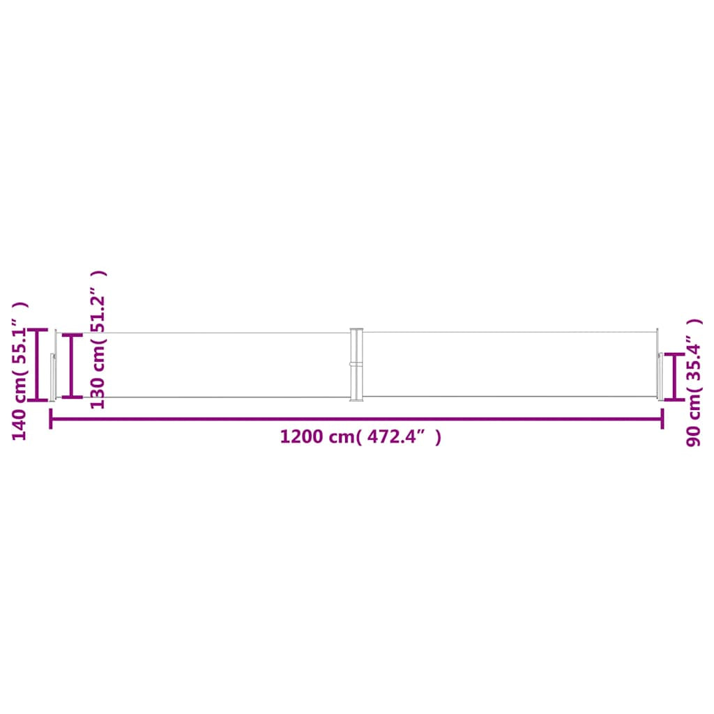 Vidaxl Toldo Lateral Retráctil Para Patio Negro 140x1200 Cm_2