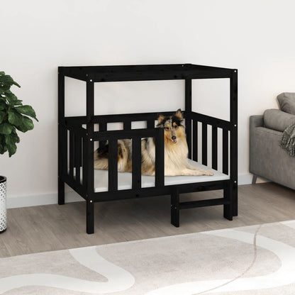 Vidaxl Cama Para Perros Madera Maciza De Pino Negro 105,5x83,5x100 Cm_1