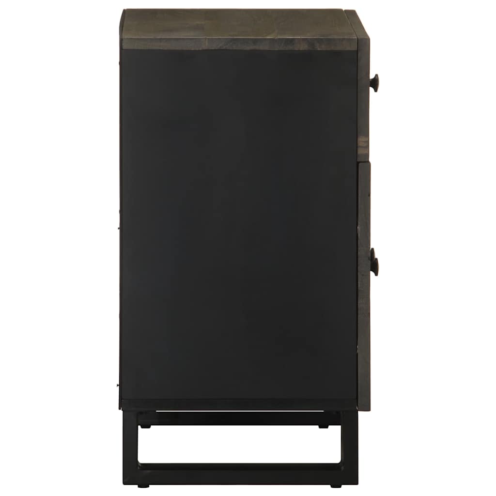Mesita De Noche Madera Maciza De Mango Negra 50x33x60 Cm_2