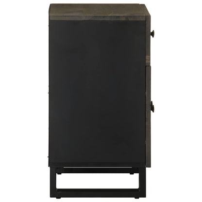 Mesita De Noche Madera Maciza De Mango Negra 50x33x60 Cm_2