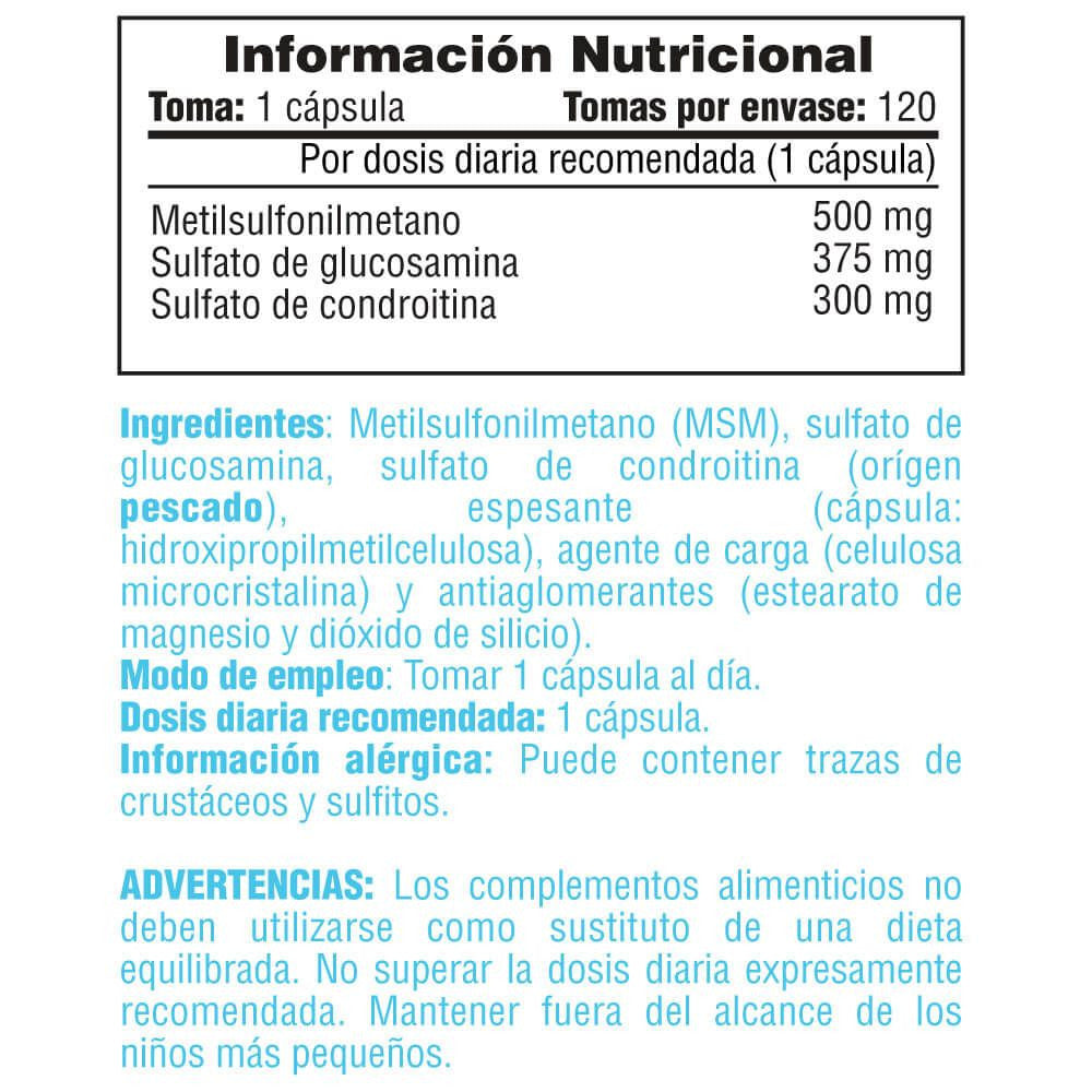Glucosamina, Condroitina Y Msm - 120 Cápsulas Vegetales - Glucosamina - Smart Supplements_5
