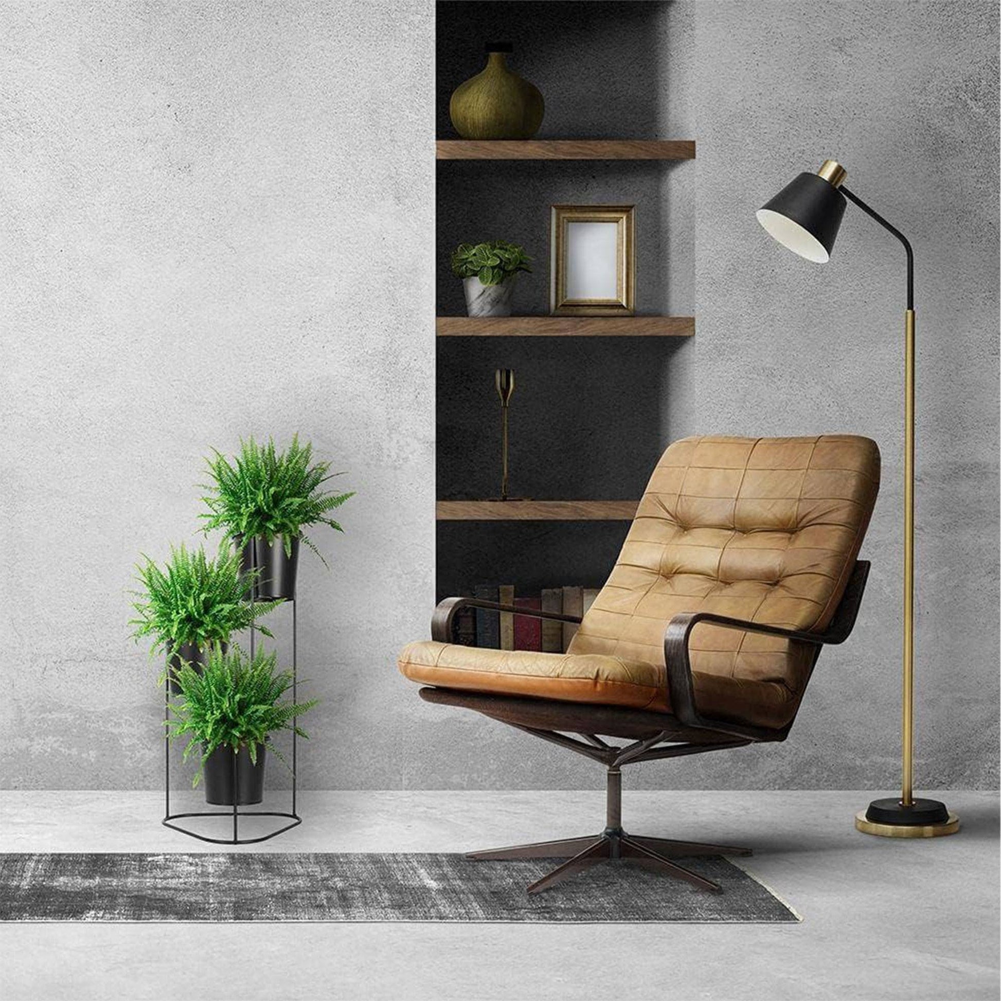 Well Home - Florero Metálica Con 3 Macetas (ø11x10cm) Con Marco Negro H.46,5cm