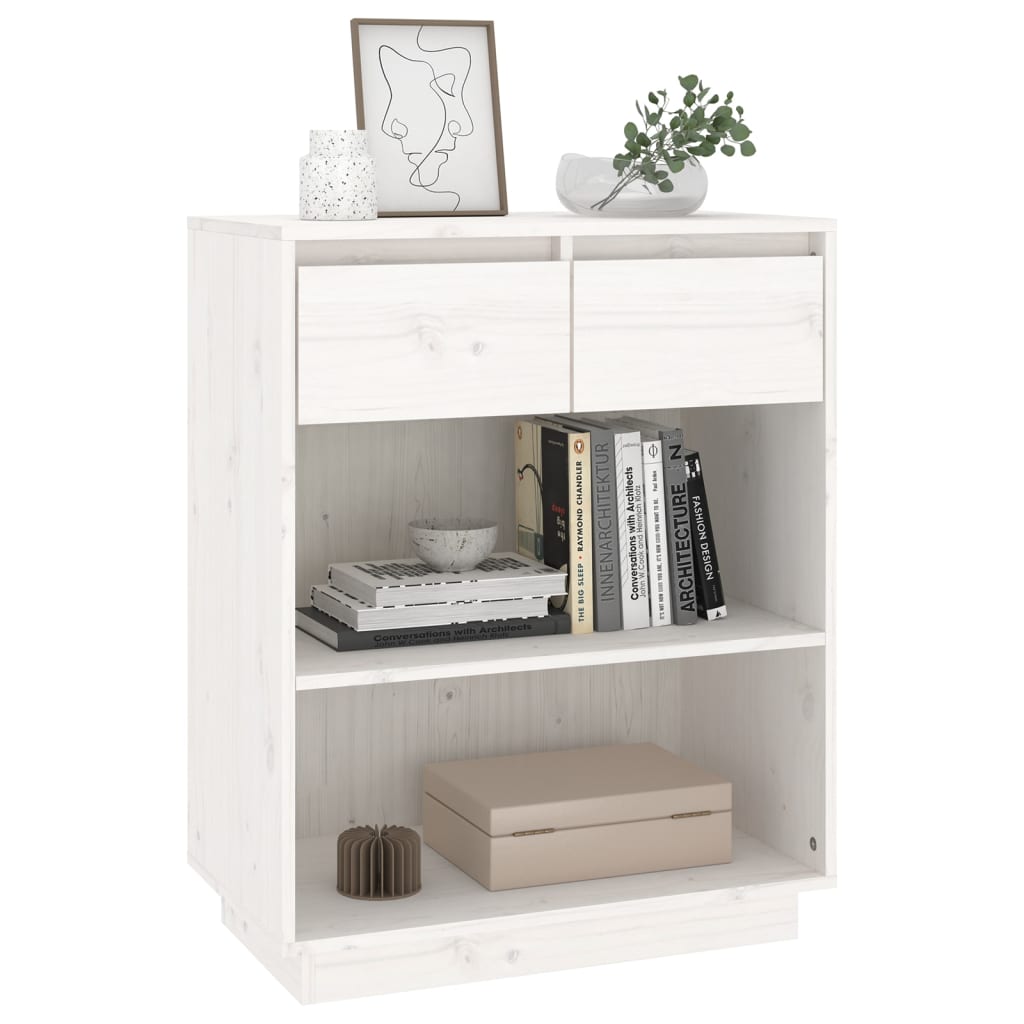 Mesa Consola De Madera Maciza De Pino Blanco 60x34x75 Cm / Vetonek_2