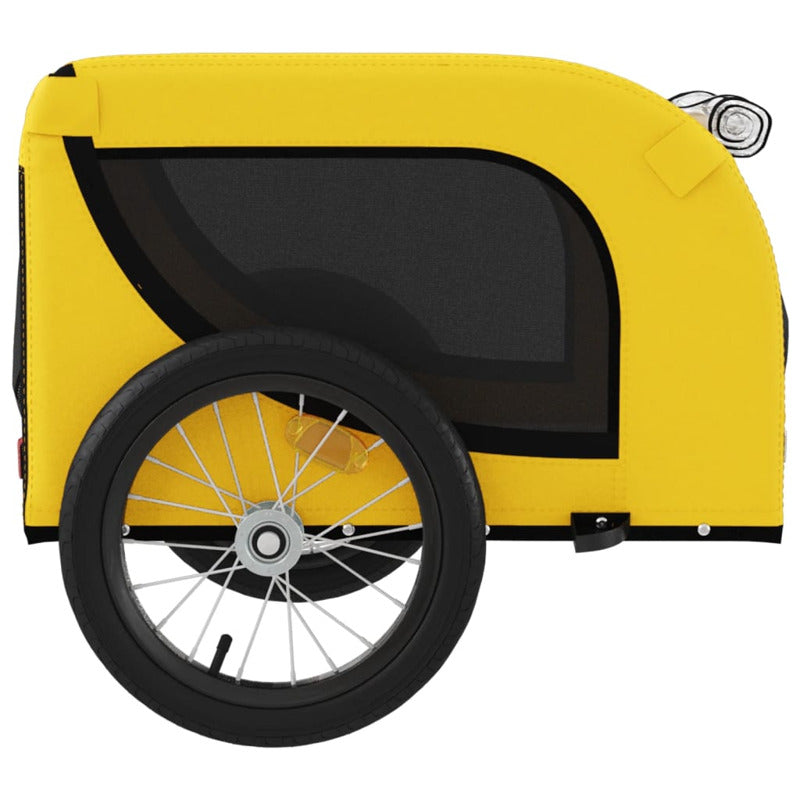 Vidaxl Remolque Bicicleta Mascotas Hierro Tela Oxford Amarillo Negro_5