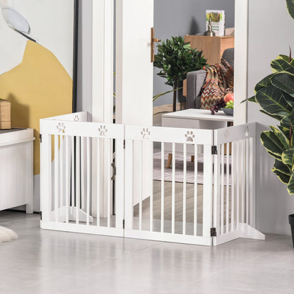 Pawhut Barrera De Seguridad Plegable Para Perros 4 Paneles 204x30x61cm Blanco_1