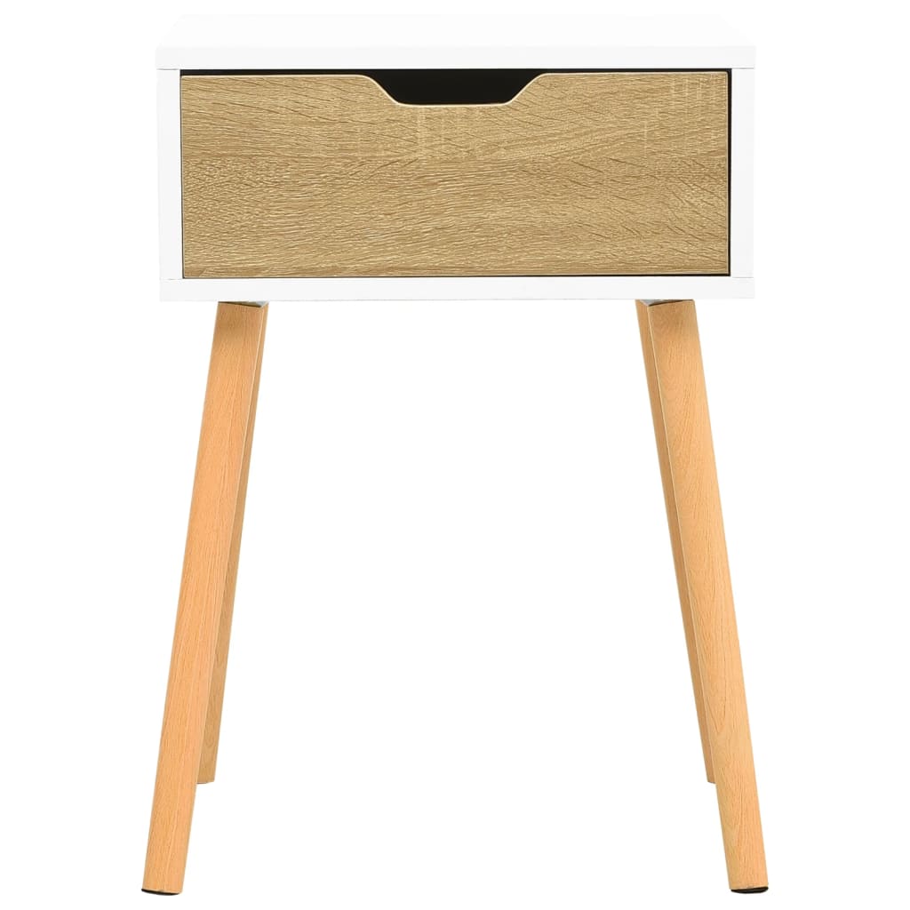 Mesita De Noche Madera Ingeniería Blanco Y Sonoma 40x40x56 Cm_1