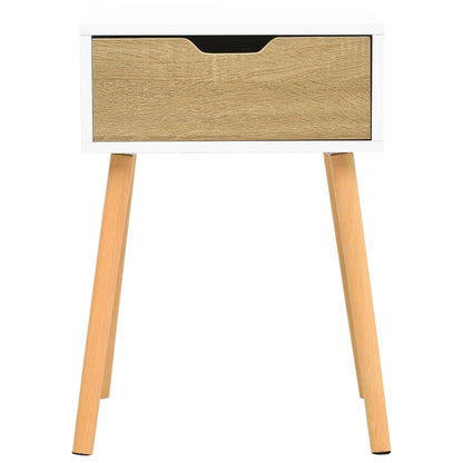 Mesita De Noche Madera Ingeniería Blanco Y Sonoma 40x40x56 Cm_1