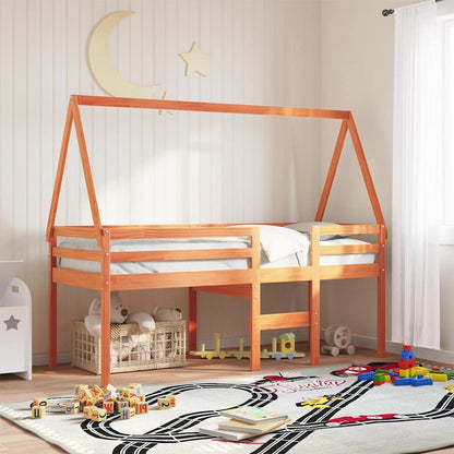 Techo De Cama Infantil Madera Maciza Pino Marrón 209x95,5x88 Cm_1