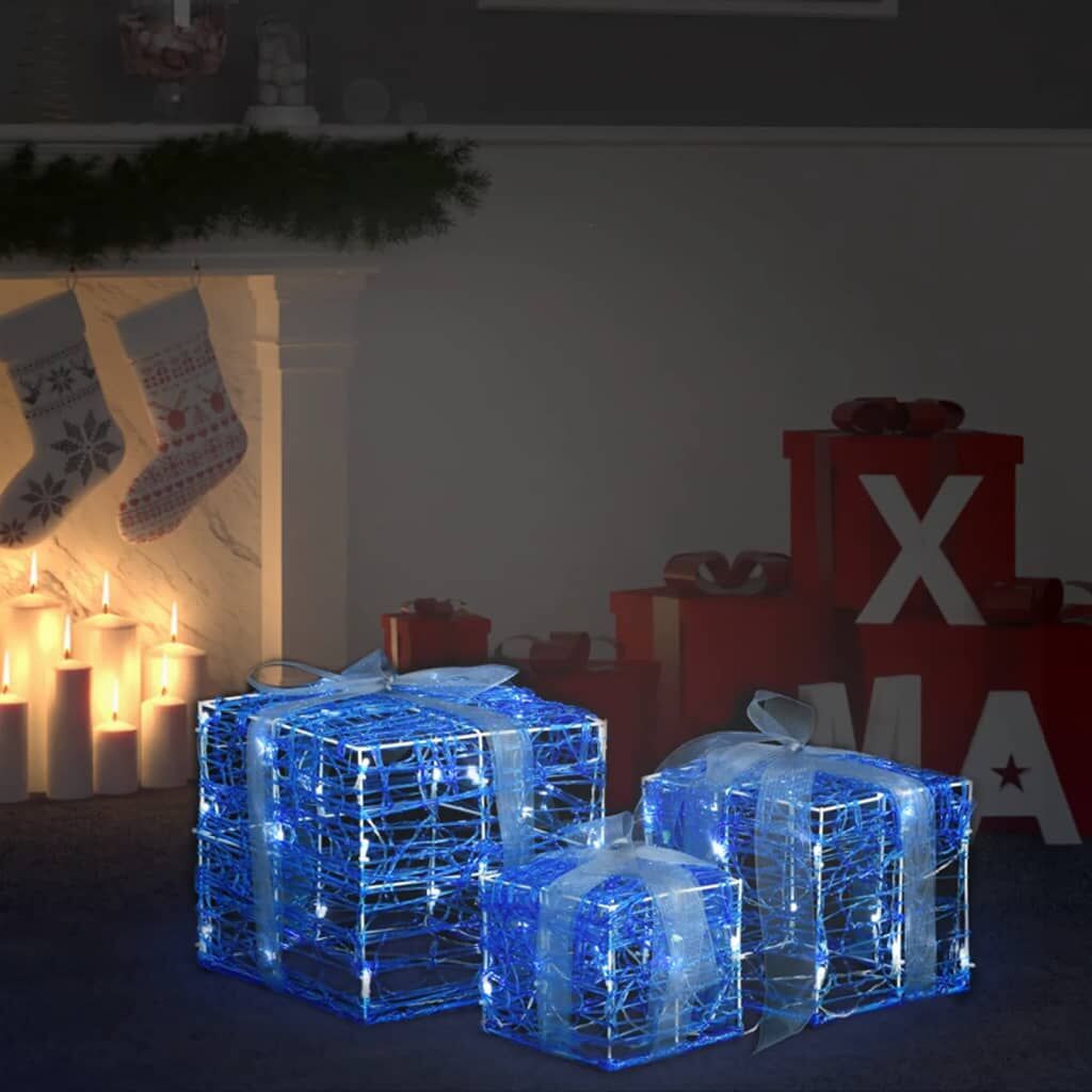 Vidaxl Caja Decorativa De Regalo Navidad Acrílico 3 Pzas Blanco Frío_1