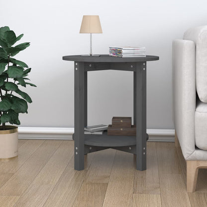 Mesa De Centro De Madera Maciza De Pino Gris Ø55x60 Cm_1