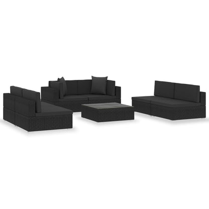 Vidaxl Set De Muebles De Jardín Y Cojines 7 Pzas Ratán Sintético Negro_0