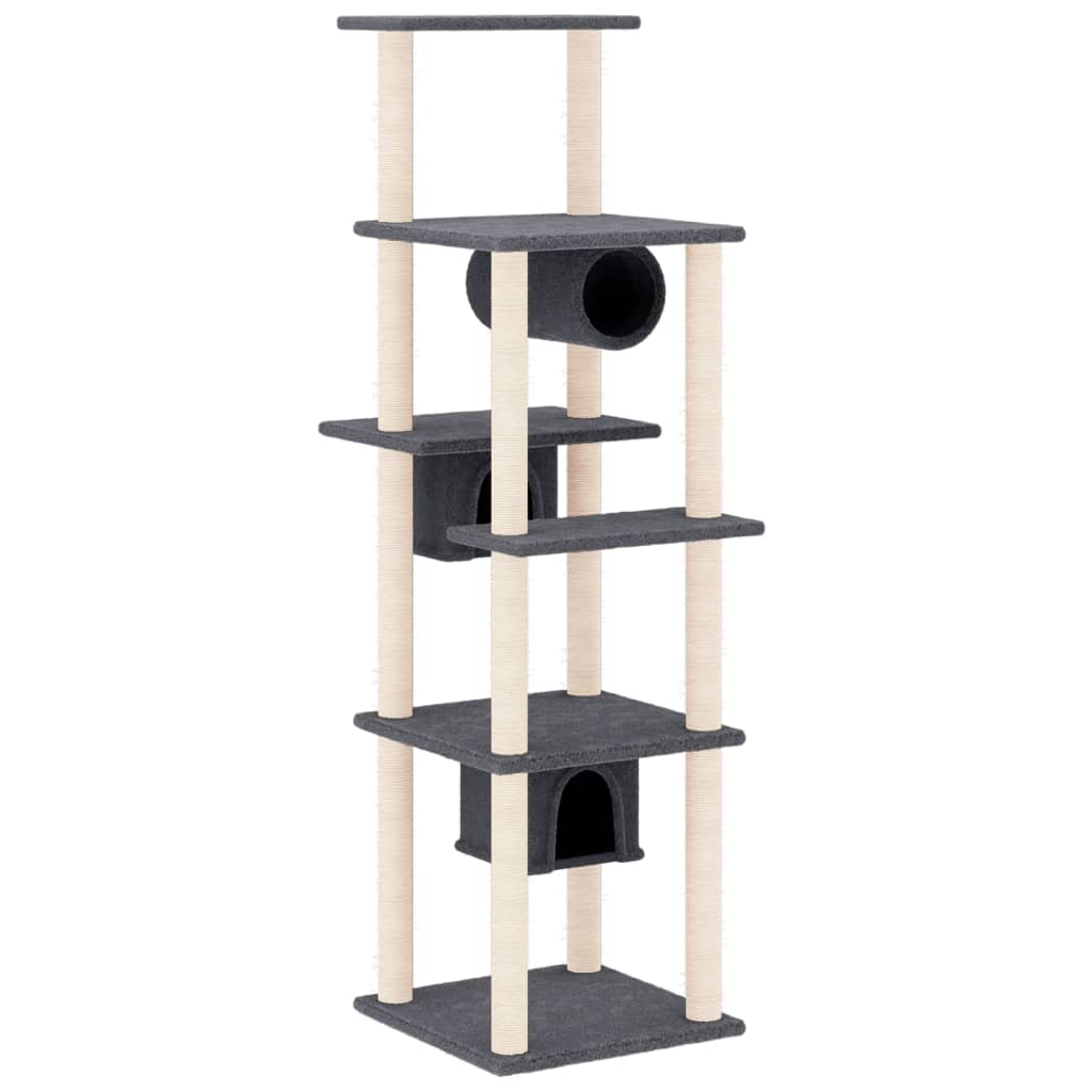 Rascador Para Gatos Con Postes De Sisal Gris Oscuro 169 Cm_0