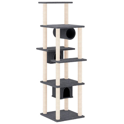 Rascador Para Gatos Con Postes De Sisal Gris Oscuro 169 Cm_0
