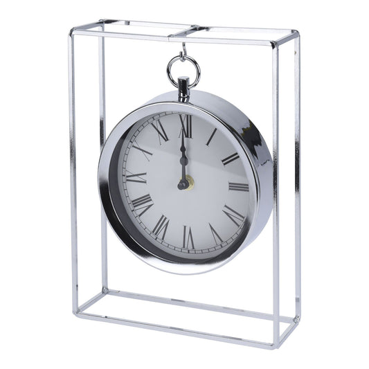 Well Home Reloj Modelo Colgado En Metal Plateado 18,8x5,8x25cm_0