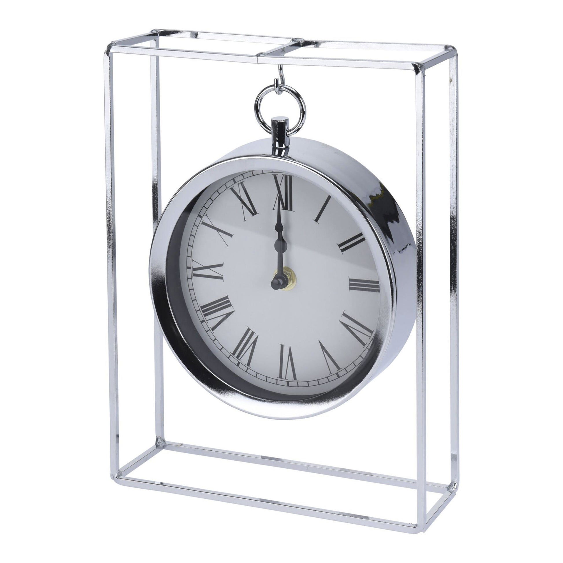 Well Home Reloj Modelo Colgado En Metal Plateado 18,8x5,8x25cm