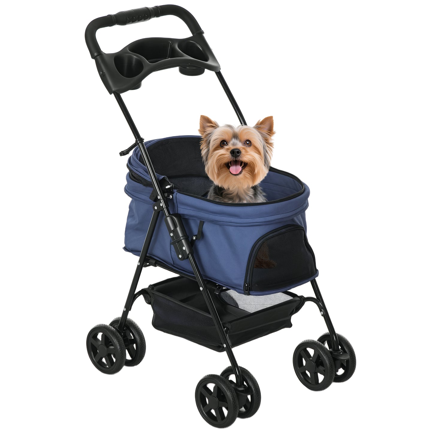 Pawhut Cochecito Para Perros Plegable Con Ruedas Universales 67x45x96 Cm Azul_0