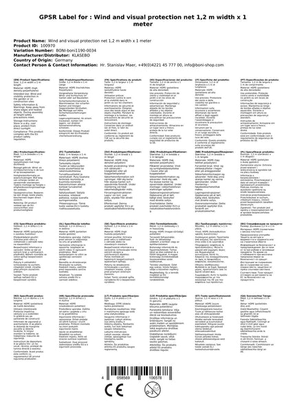 Wind- U. Sichtschutznetz 1,2 M Breite X 1 Meter