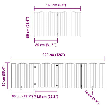 Vidaxl Puerta De Perros Plegable 10 Paneles Madera Álamo Blanca 800 Cm_2