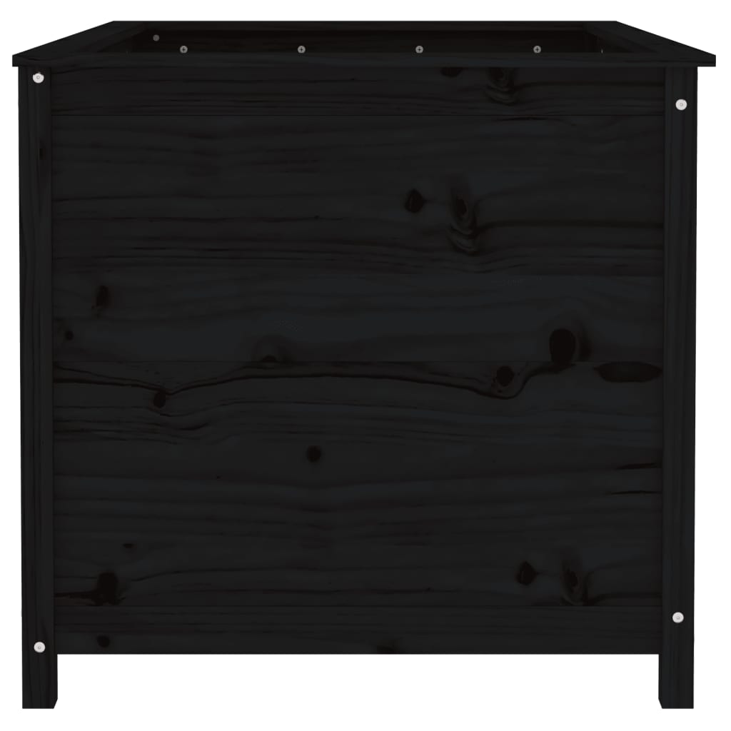 Arriate Elevado De Jardín Madera De Pino Negro 119,5x82,5x78 Cm_3