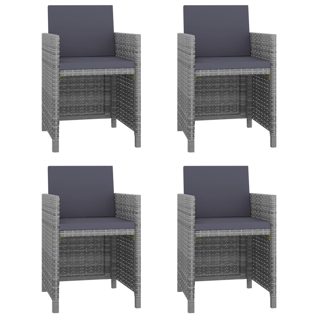 Vidaxl Set De Comedor De Jardín 5 Pzas Y Cojines Ratán Sintético Gris_1