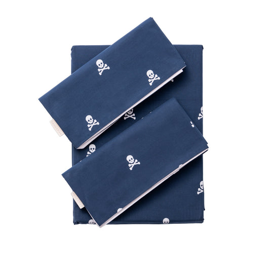 Set Cama (funda Nórdica 240x220 + 2 Fundas Almohada  50x85cm) 100% Algodón Navy Calaveras Scalpers Home_0