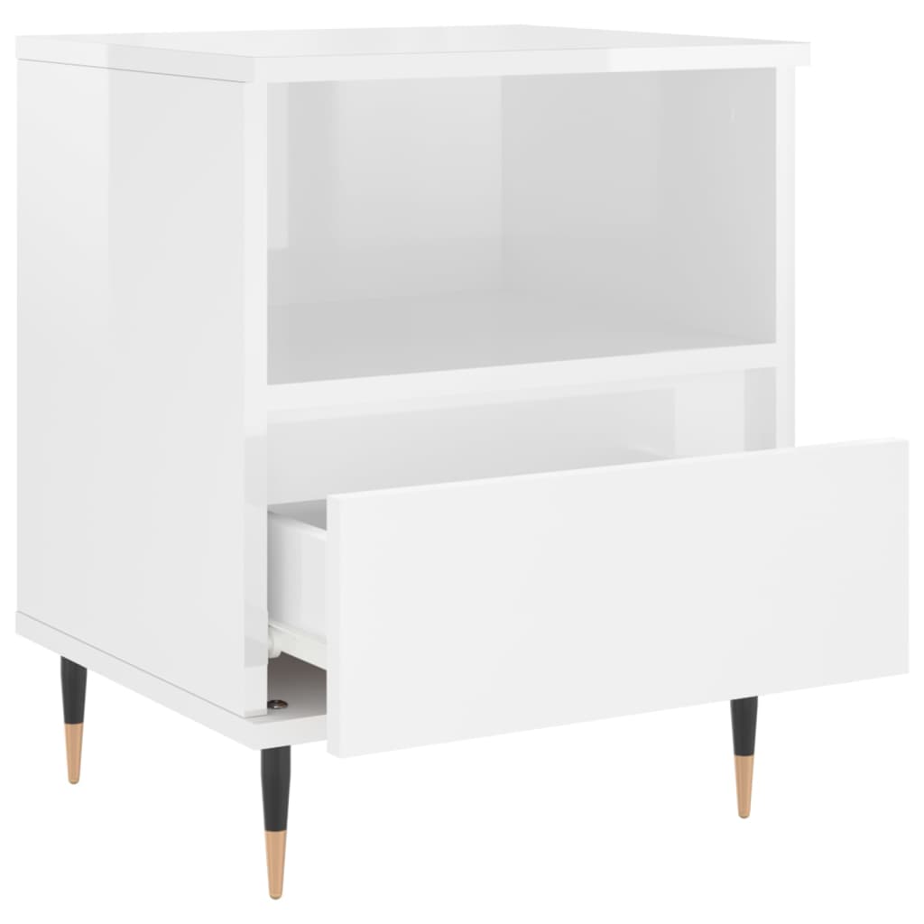 Mesitas Noche 2 Uds Madera Ingeniería Blanco Brillo 40x35x50 Cm_4
