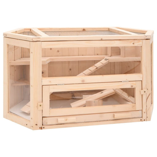 Vidaxl Jaula Para Hámster Madera Maciza Abeto 80x40x43 Cm_0