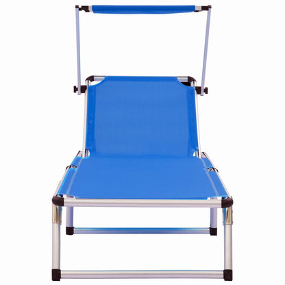 Tumbonas Plegables Con Techo 2 Uds Aluminio Y Textilene Azul_2