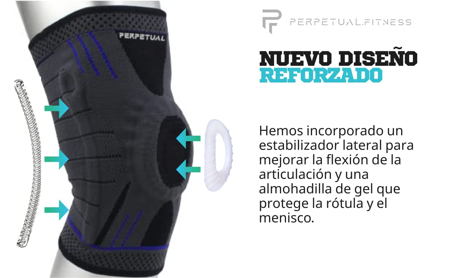 Rodillera Deportiva Perpetual Compresiva Protectora Ajustable Entrenamiento Gym_3