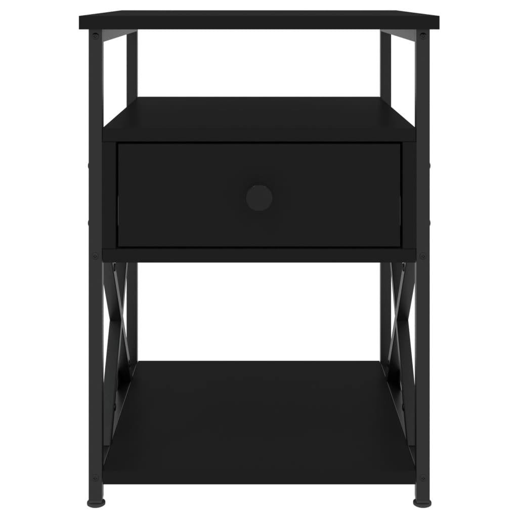 Mesita De Noche Madera De Ingeniería Negro 40x42x55 Cm_3