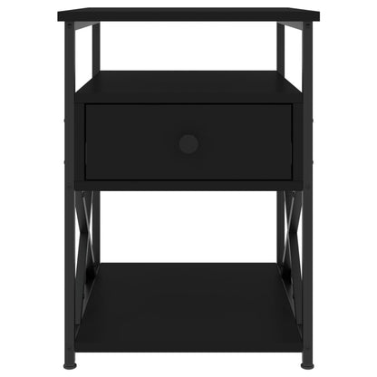 Mesita De Noche Madera De Ingeniería Negro 40x42x55 Cm_3