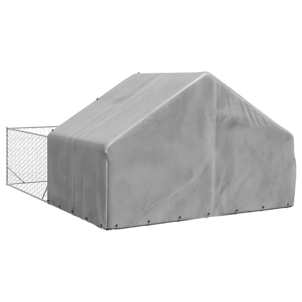 Caseta Perros Exterior Con Corral 5x3x1,9 M Acero Galvanizado_4