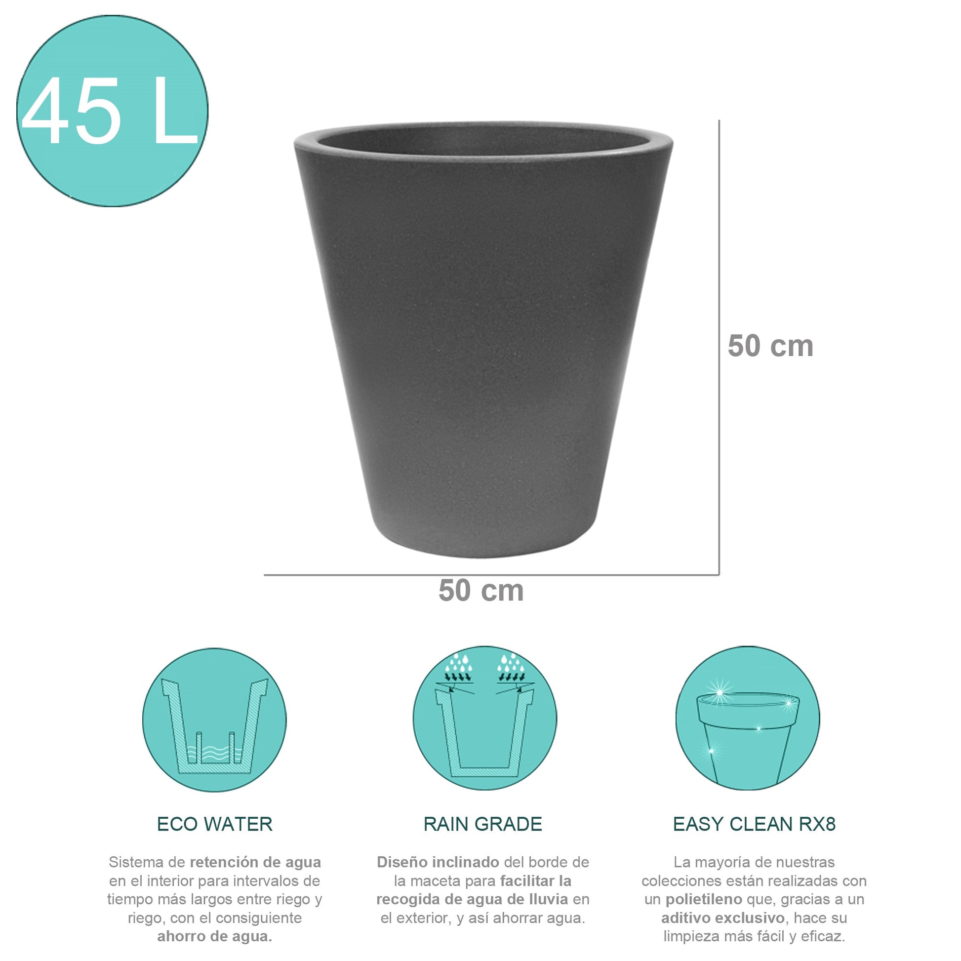 Macetero De Polietileno Topo 50x50 Cm_1