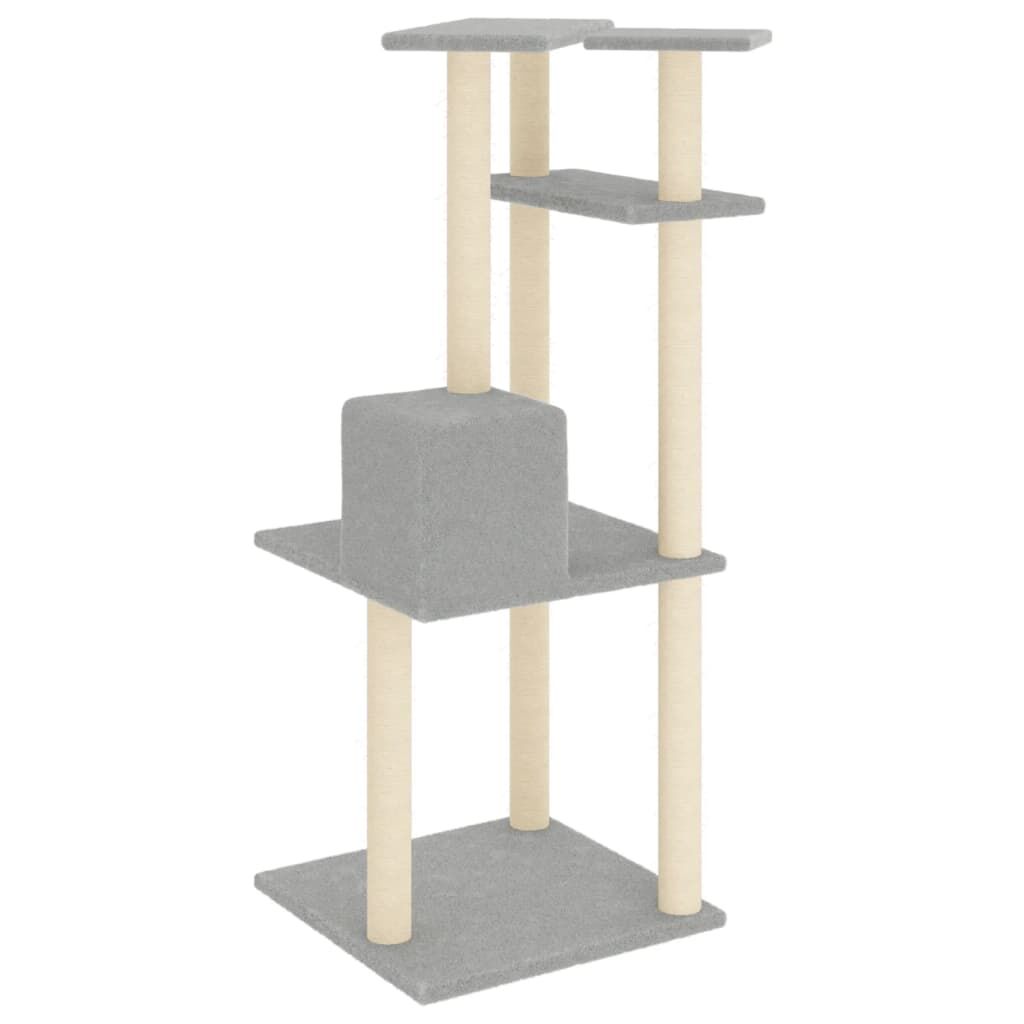 Vidaxl Rascador Para Gatos Con Postes De Sisal Gris Claro 123 Cm_4