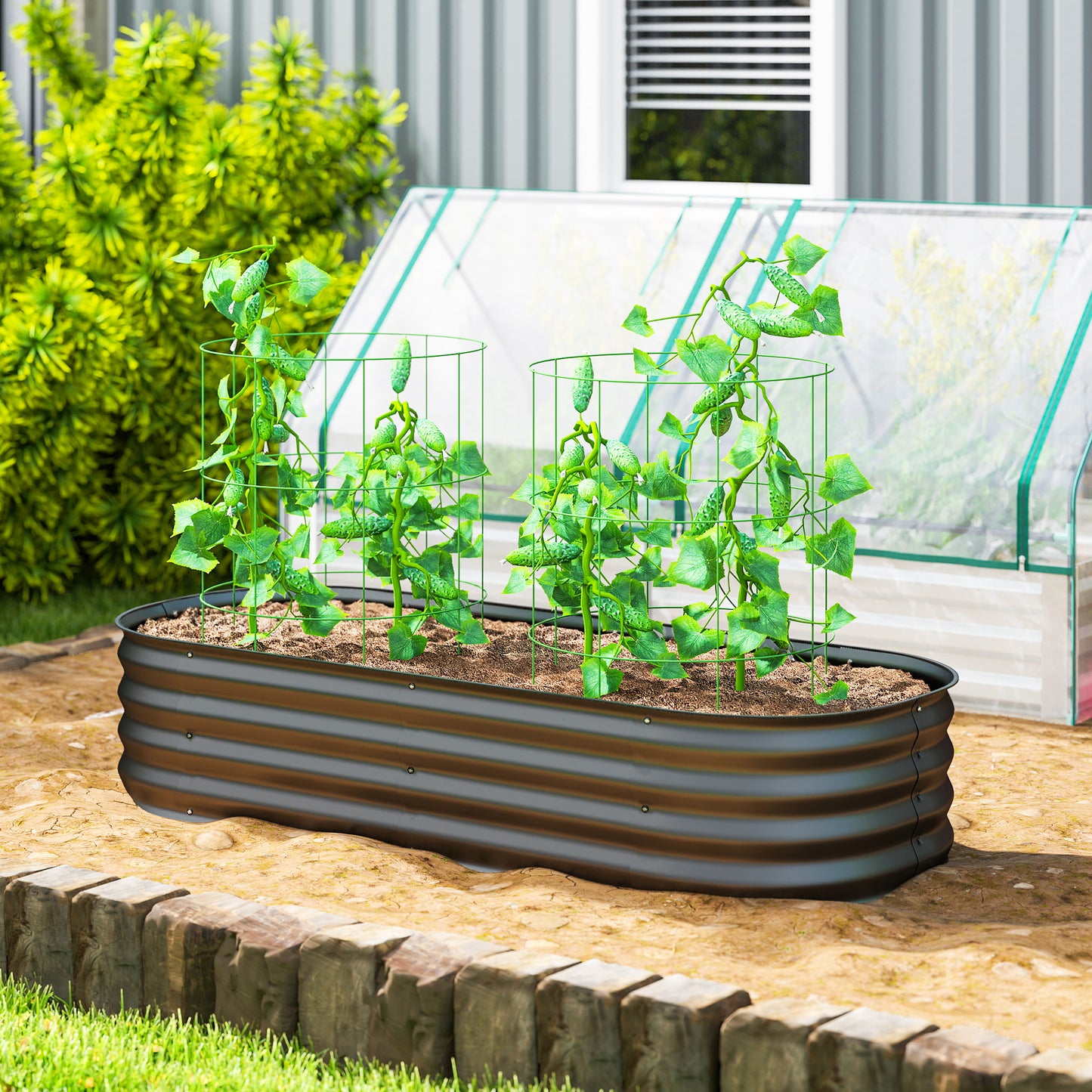 Outsunny Jardinera Exterior Grande De Acero Galvanizado Con Bordes De Seguridad_1