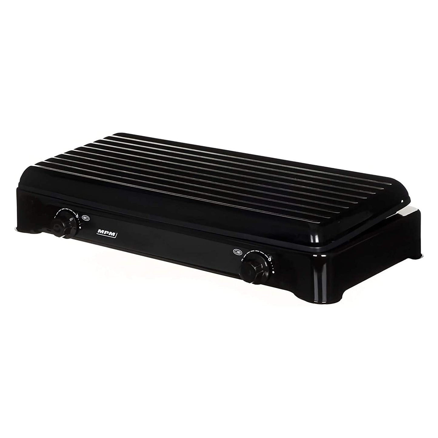 Cocina Gas Portátil Camping, 2 Quemadores, Rejilla Esmaltada, Tapa Protectora, Normativa G30-37 Mbar Mpm Kn-02/1kb Negro_1