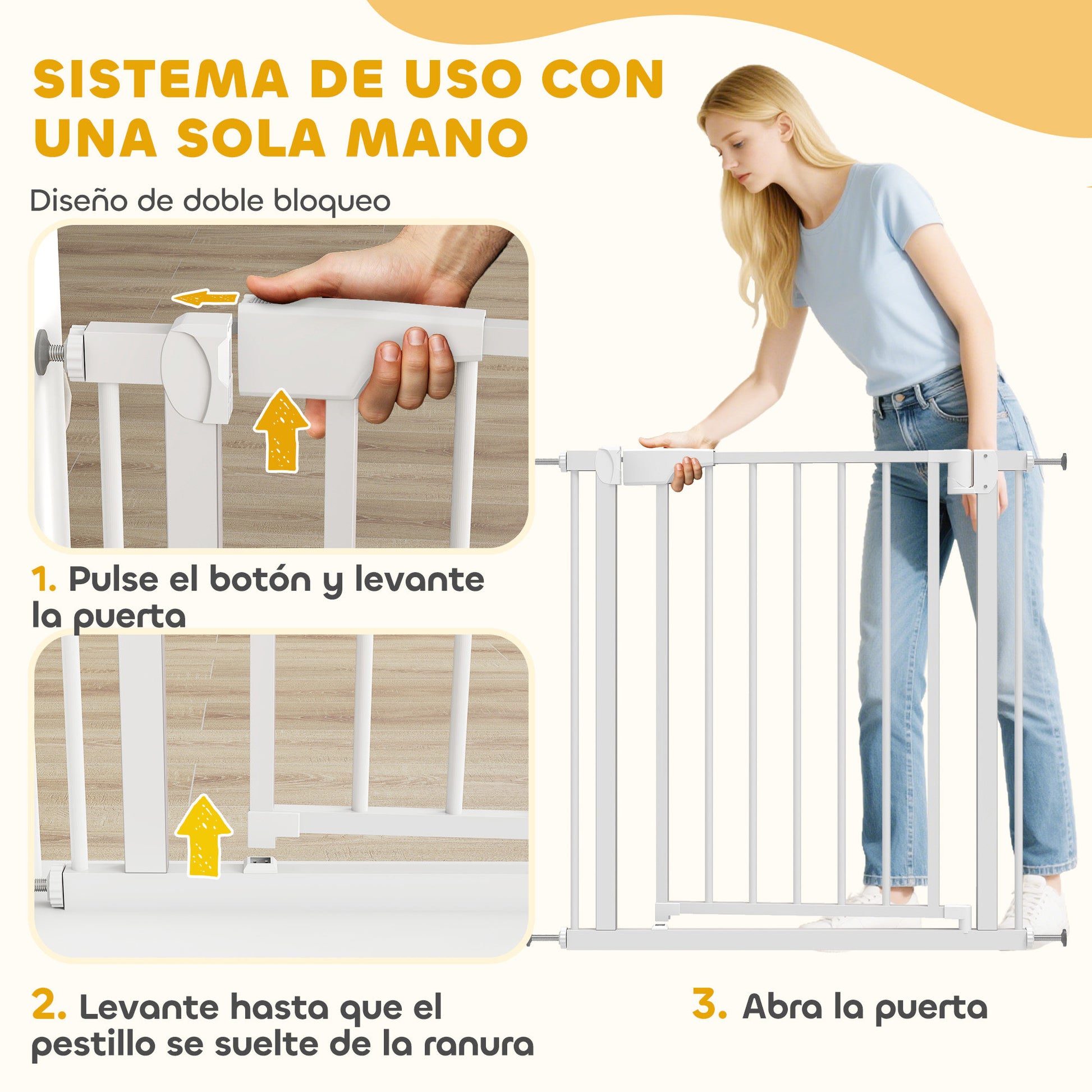 Pawhut Barrera De Seguridad Para Niños Y Perros Ancho De 76-81 Cm Blanco_5