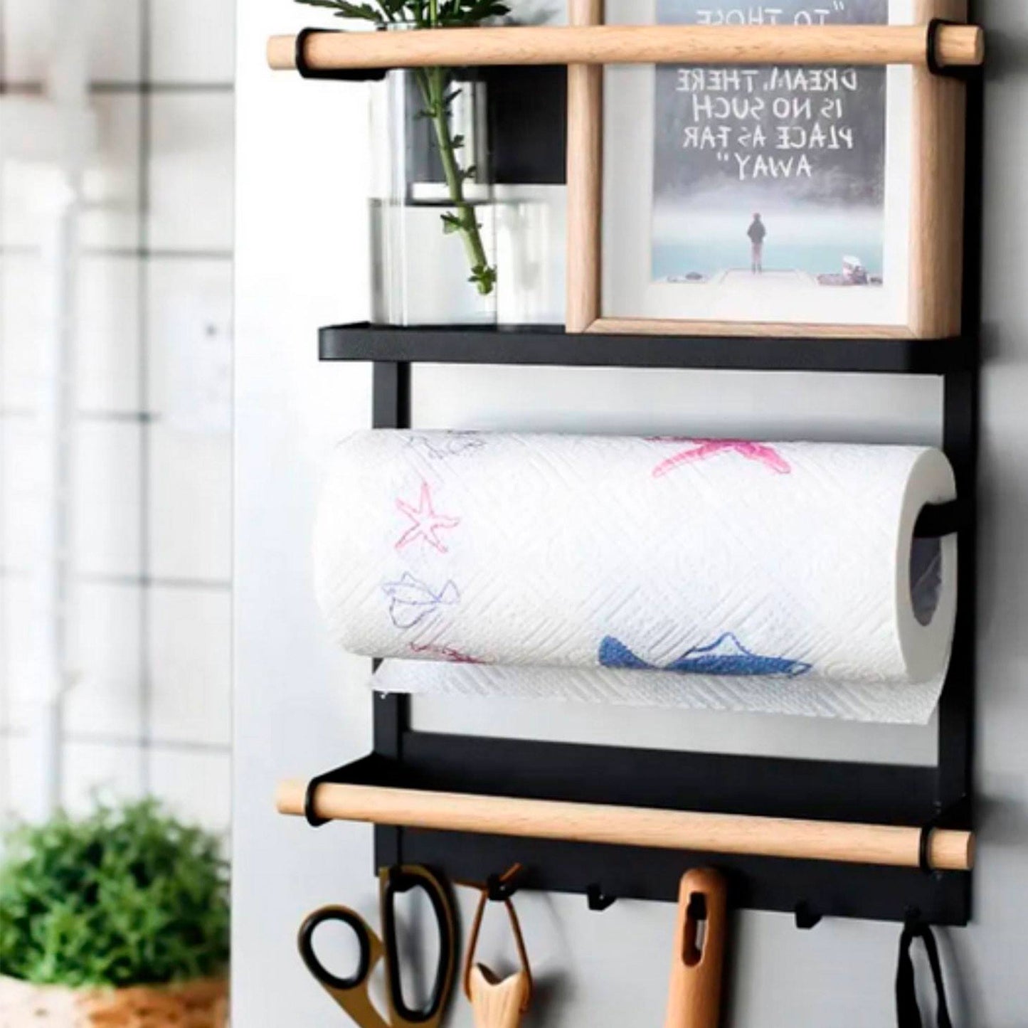 Well Home Rack De Fijación Magnética En Acero Pintado Color Negro