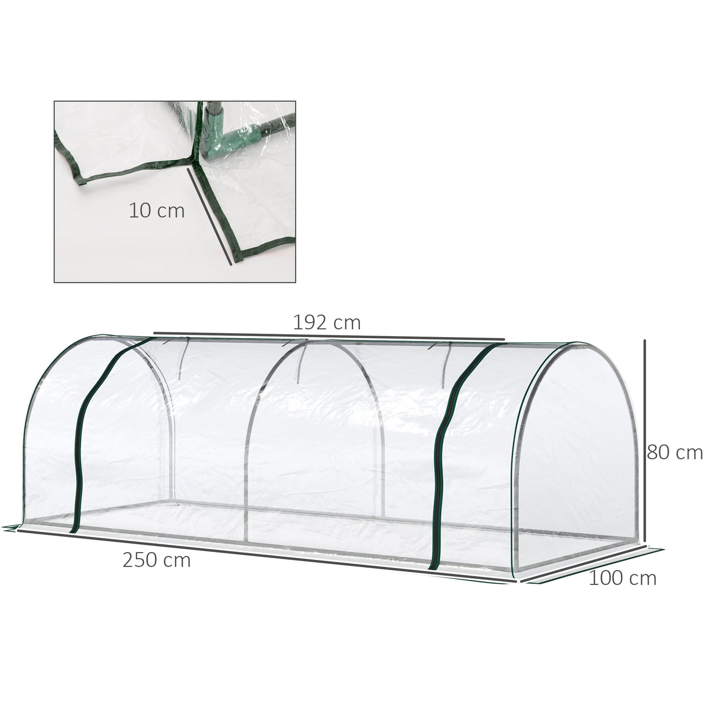 Outsunny Invernadero Caseta 250x100x80 Cm Para Jardín Terraza Cultivo De Plantas_2