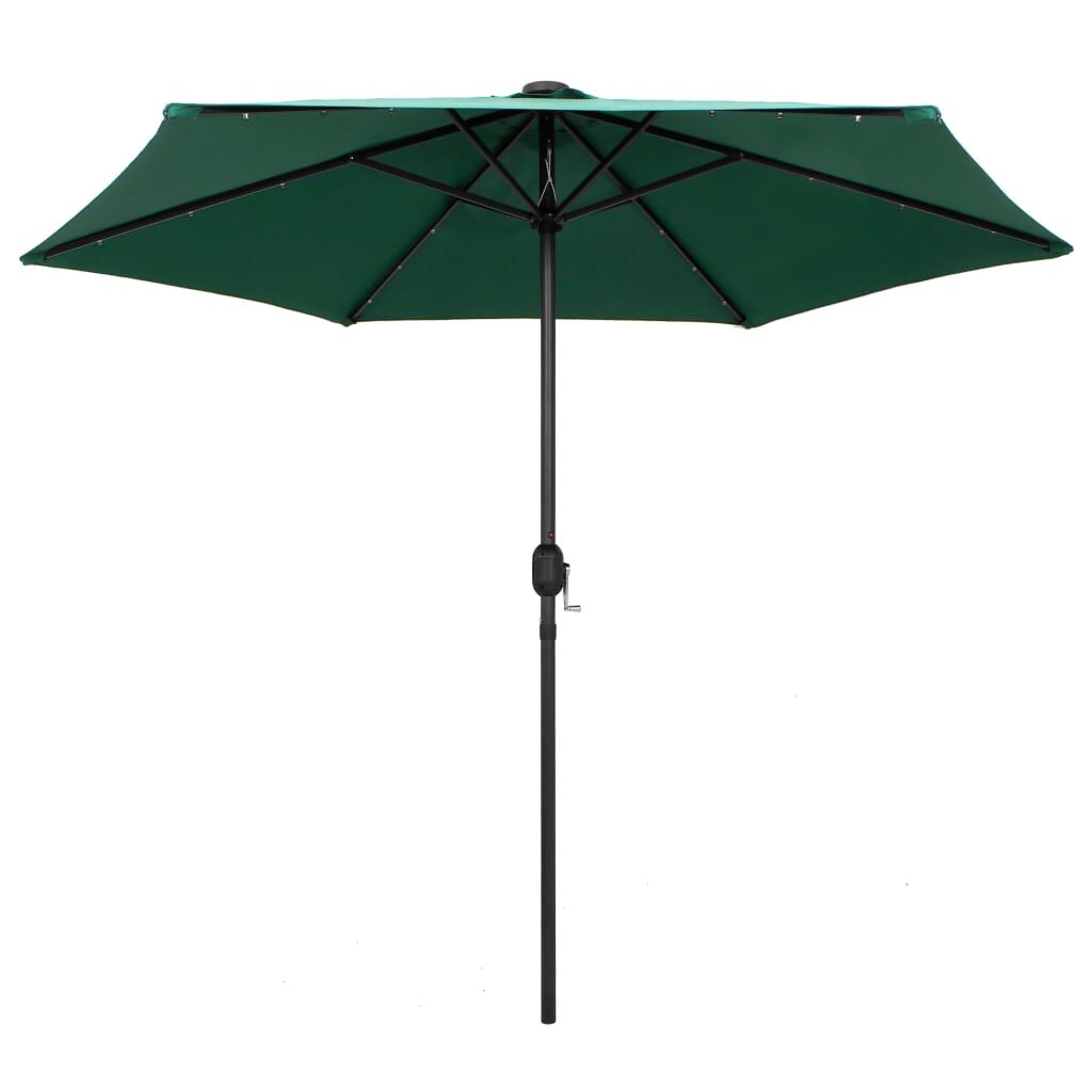 Vidaxl Sombrilla De Jardín Con Luces Led Palo De Aluminio Verde 270 Cm_1